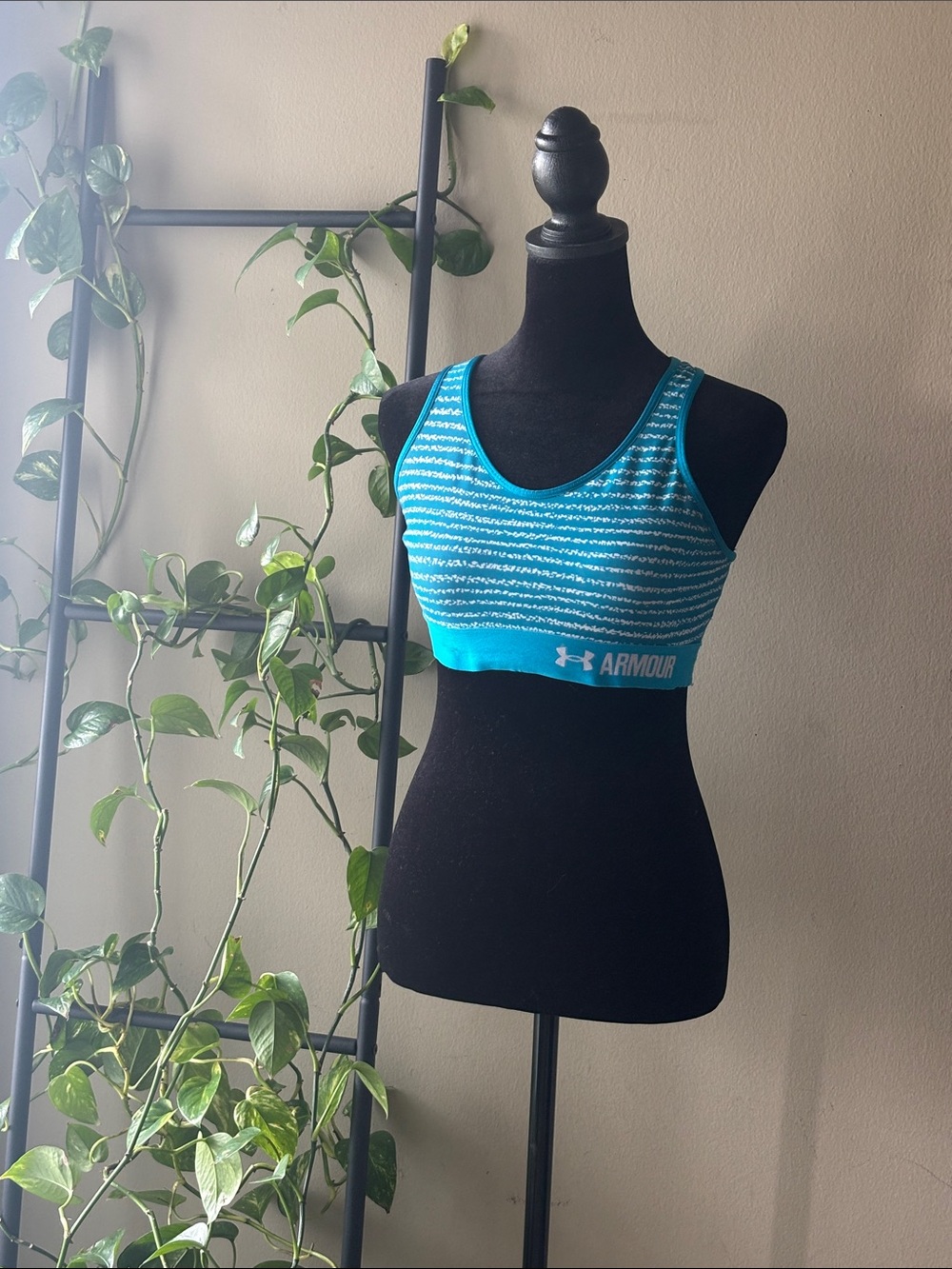Under Armour Women's Turquoise Striped Racerback Sports Bra